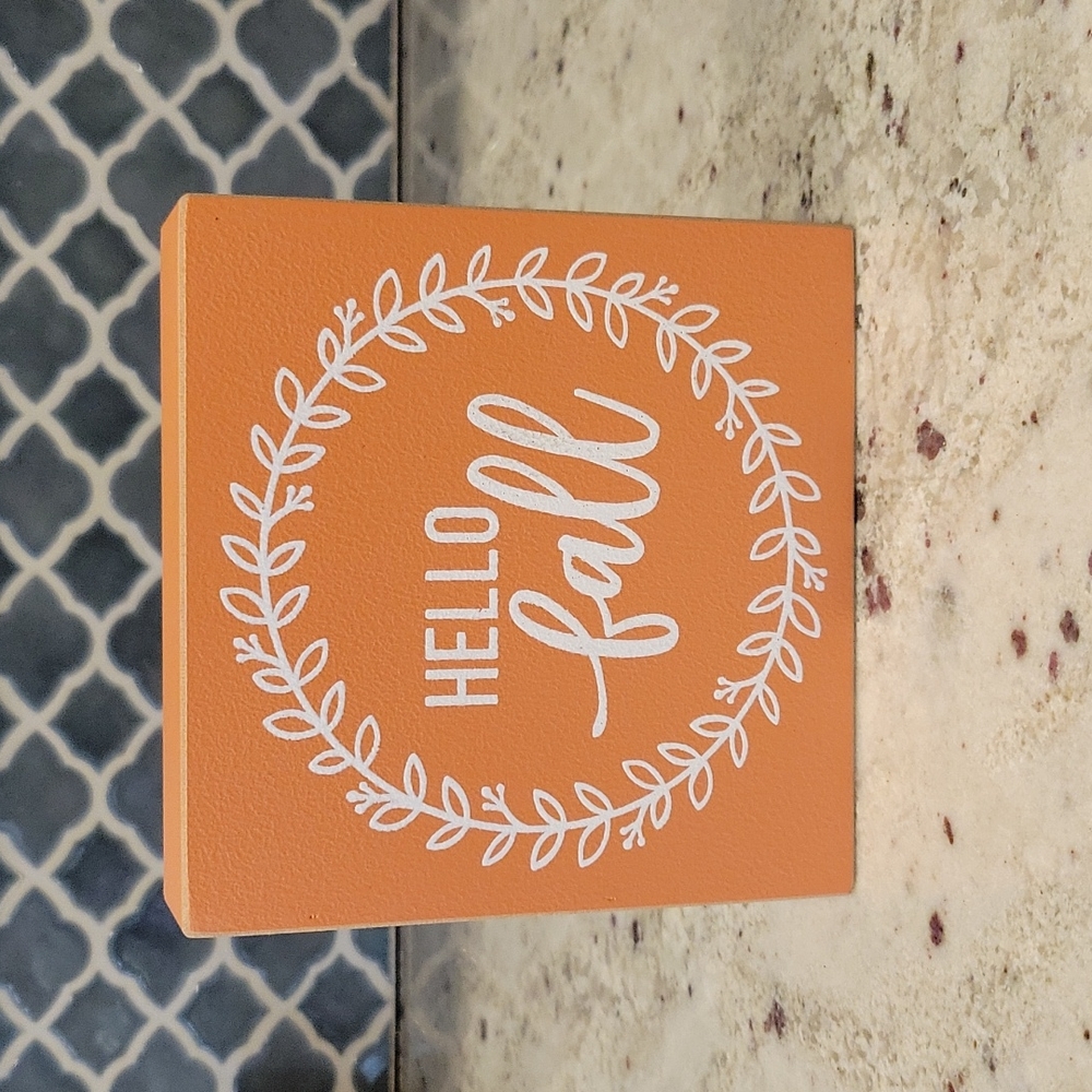 Wood "Hello Fall" Tabletop Sign